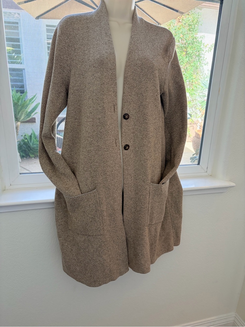 J. Jill Neutral Taupe Open-Front Cardigan with Pockets